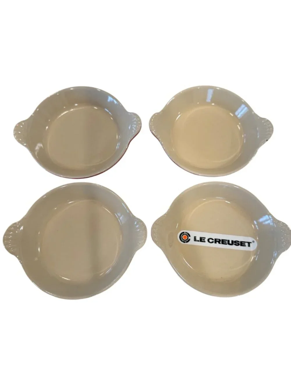 4 Le Creuset Red Au Gratin Dish #3 Cocotte Enameled Cast Iron 7.5 in France VTG - Picture 5 of 16